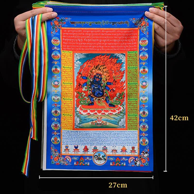 Buddha Stones Bandiera tibetana a 10 colori raffigurante il Buddha del Cavallo del Vento, simbolo di guarigione e buon auspicio per la preghiera all'aperto. - image 21