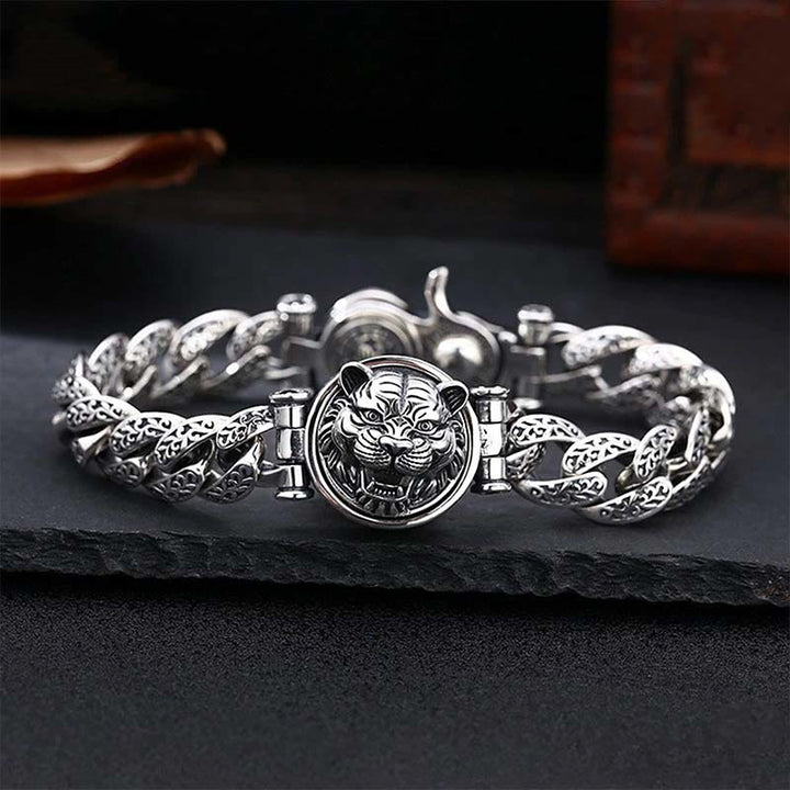 Braccialetto energetico della fortuna inciso con motivo floreale della dinastia Tang e Buddha Stones
