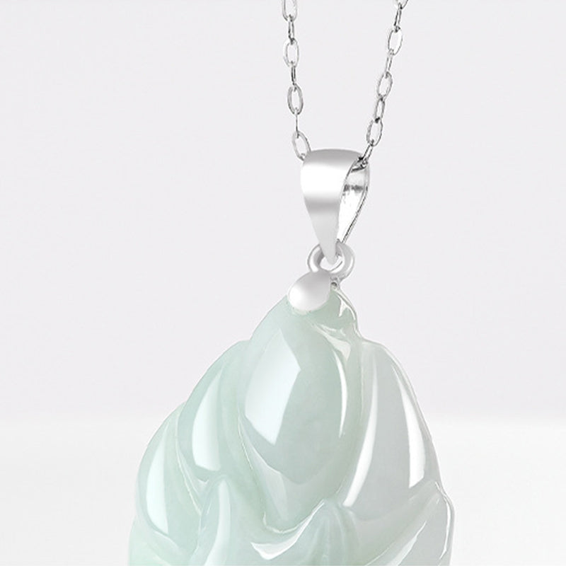 Collana con ciondolo a forma di volpe a nove code in argento sterling 925 con pietre Buddha Stones e giada naturale