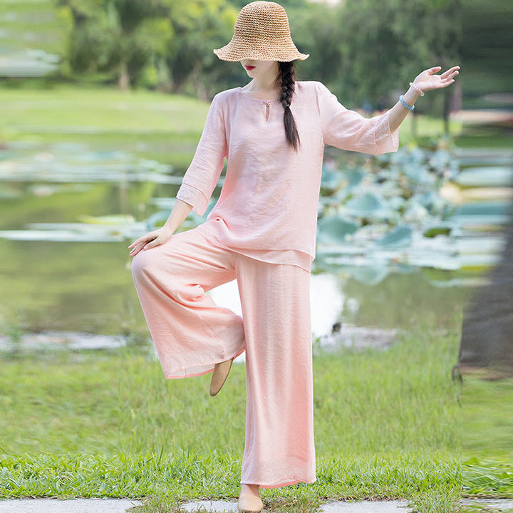 Tai Chi Meditazione Preghiera Zen Spirituale Mattina Pratica Abbigliamento Donna Set - image 16