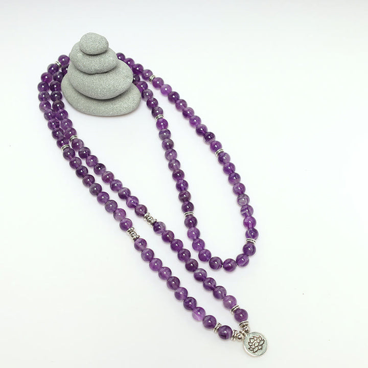 Bracciale Mala di purificazione in ametista naturale Buddha Stones