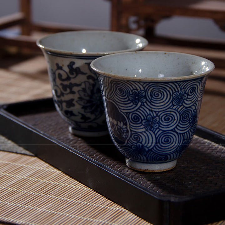 Buddha Stones Jingdezhen porcellana blu e bianca dipinta a mano fiore di loto prugna tazza da tè in ceramica tazze da tè Kung Fu