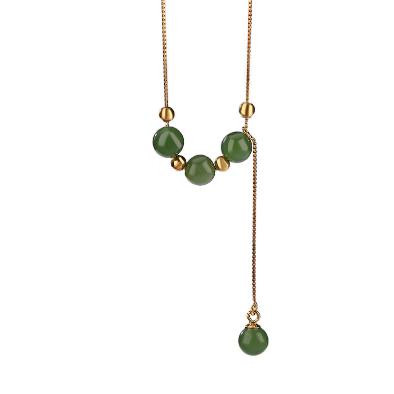 Collana con ciondolo curativo in argento sterling 925 con perle di giada ciano e Buddha Stones