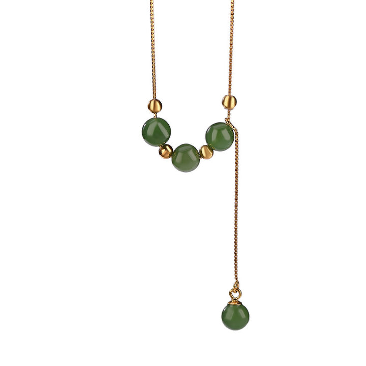 Collana con ciondolo curativo in argento sterling 925 con perle di giada ciano e Buddha Stones