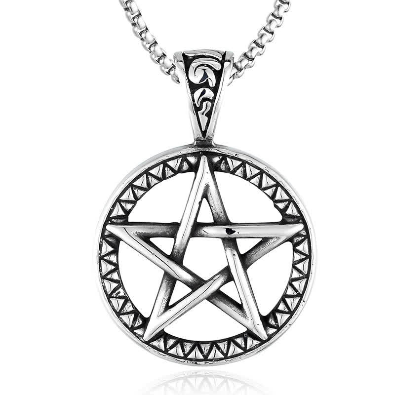 Collana con pendente in acciaio al titanio e pentagramma