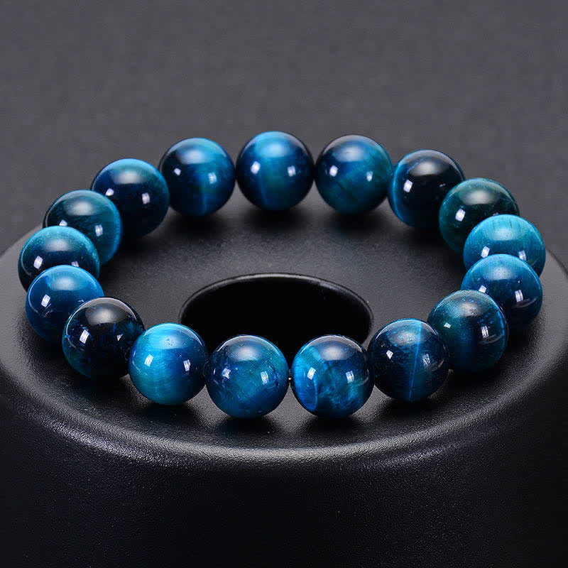 Braccialetto di protezione con occhio di tigre blu Buddha Stones