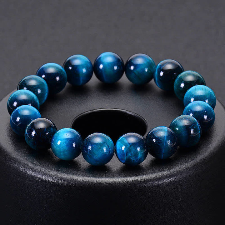 Braccialetto di protezione con occhio di tigre blu Buddha Stones