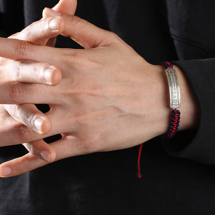 Braccialetto di protezione con amuleto della pace in argento sterling 925 Buddha Stones