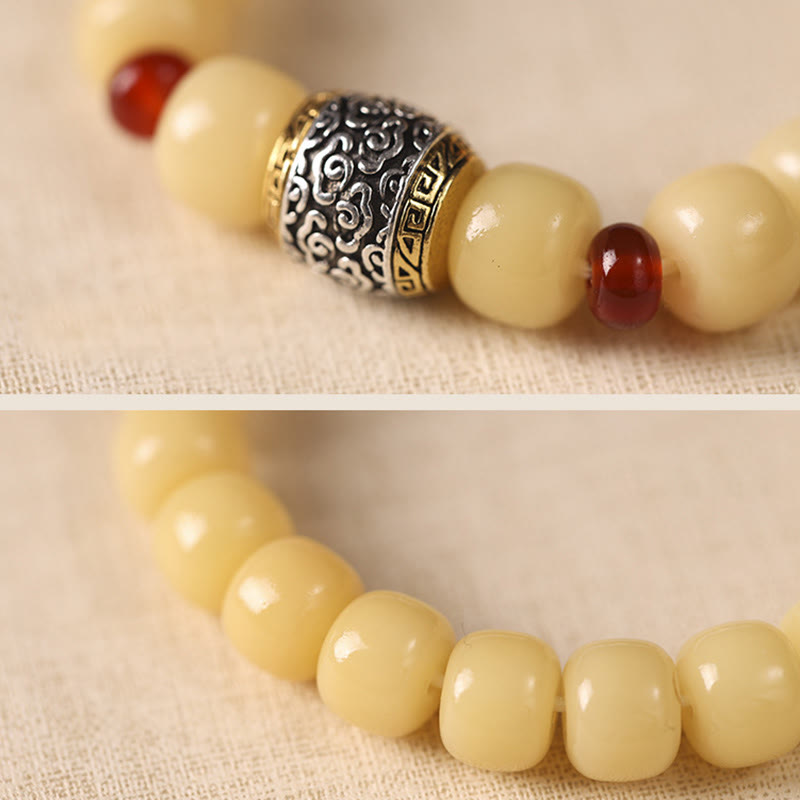 Braccialetto di perline di carattere Fu Buddha Stones, semi di Bodhi, nuvola di buon auspicio, pace