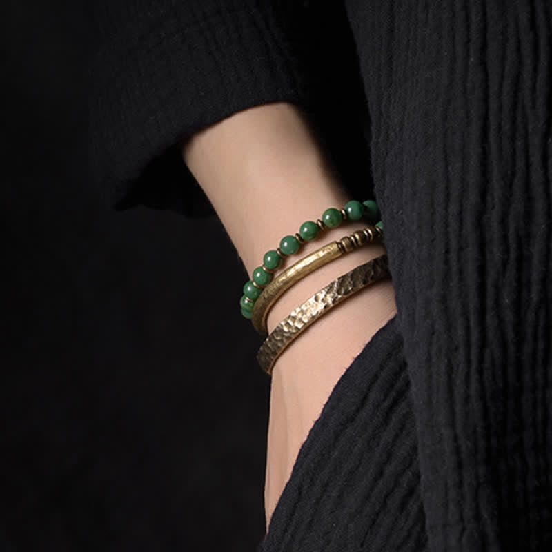 Braccialetto di rame con design semplice Buddha Stones Wealth