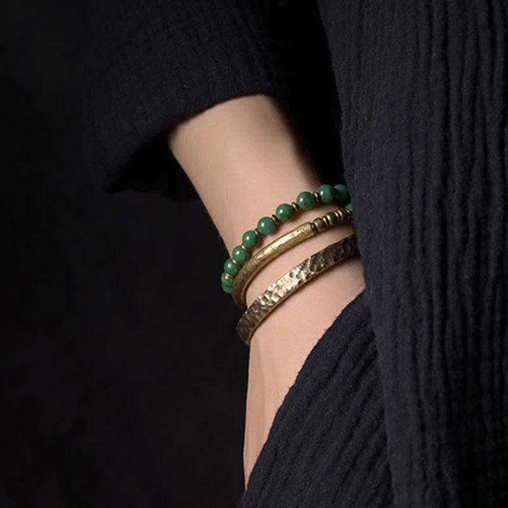 Braccialetto di rame con design semplice Buddha Stones Wealth
