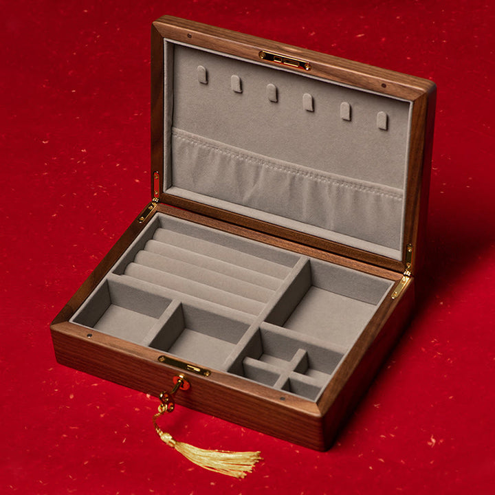 Scatola portagioie in legno di noce nero fatta a mano, vintage, scatola regalo in legno