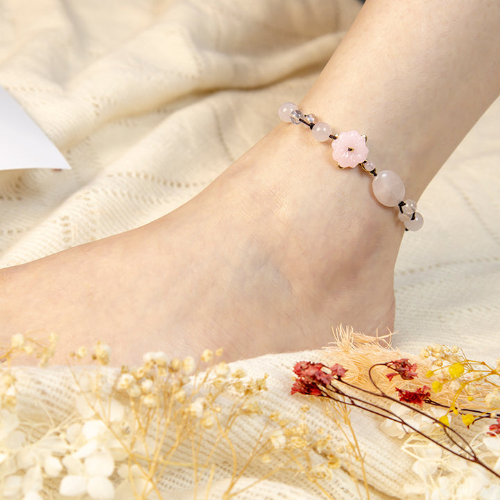 Il fiore dell'amore, cavigliera rilassante in cristallo rosa