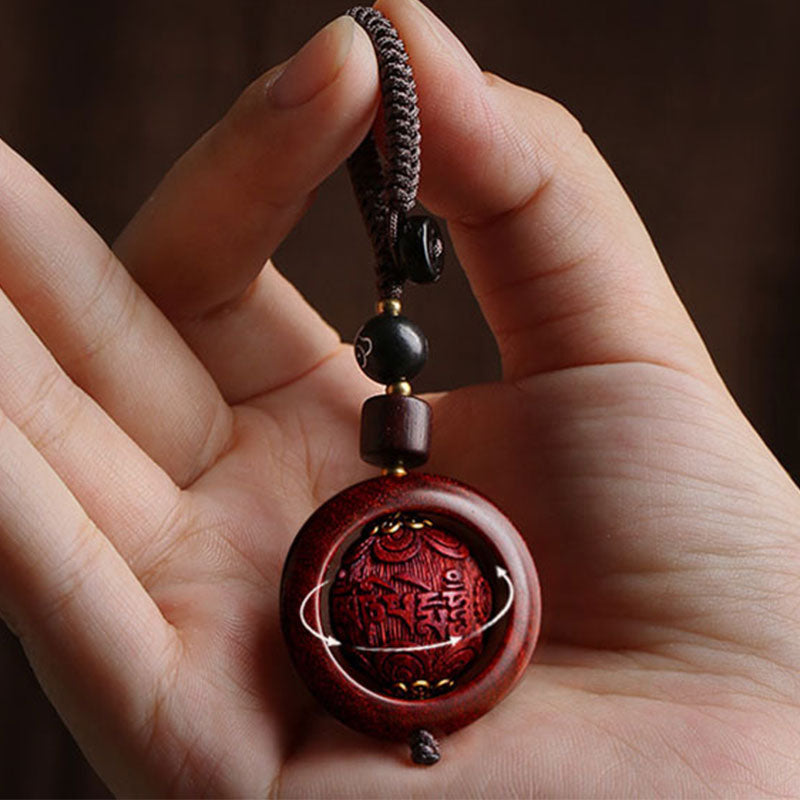 Buddha Stones Tibetano Piccola Foglia Sandalo Rosso Ebano Fortuna Protezione Rotazione Decorazione