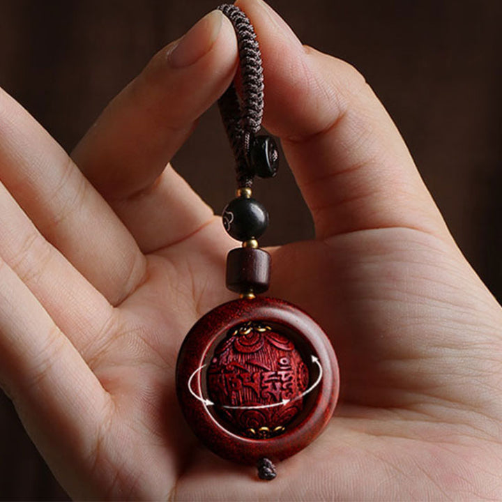 Buddha Stones Tibetano Piccola Foglia Sandalo Rosso Ebano Fortuna Protezione Rotazione Decorazione