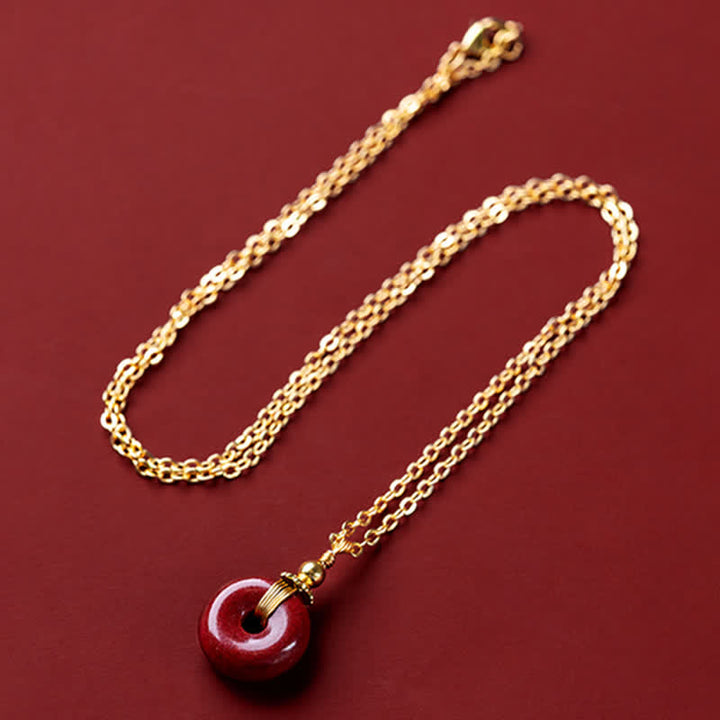 Collana con ciondolo con fibbia della pace , Buddha Stones, cinabro, benedizione e calma