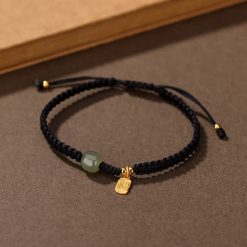 Braccialetto in corda rossa con Buddha Stones in argento sterling 925 e giada di Hetian, benedizione e ricchezza