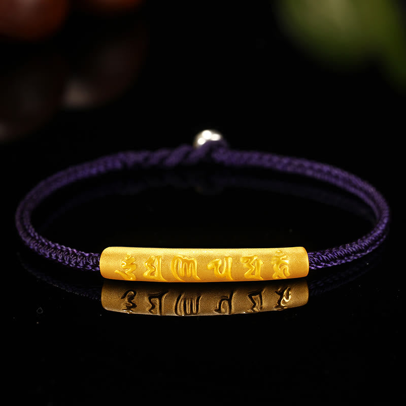 Buddha Stones Tibetano 999 Oro Om Mani Padme Hum Braccialetto di coppia intrecciato a mano con nodo della pace a otto fili e fortuna