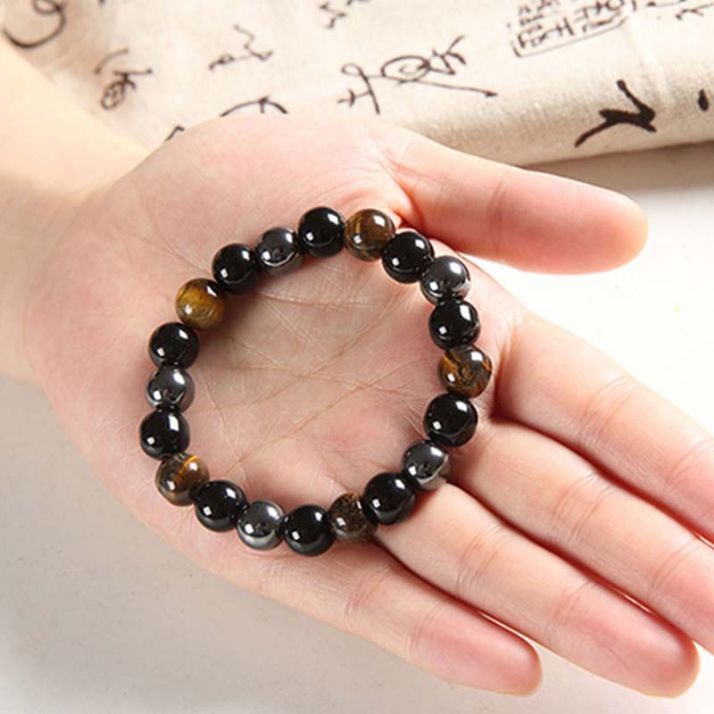 Set di bracciali e collane con occhio di tigre tibetano Buddha Stones