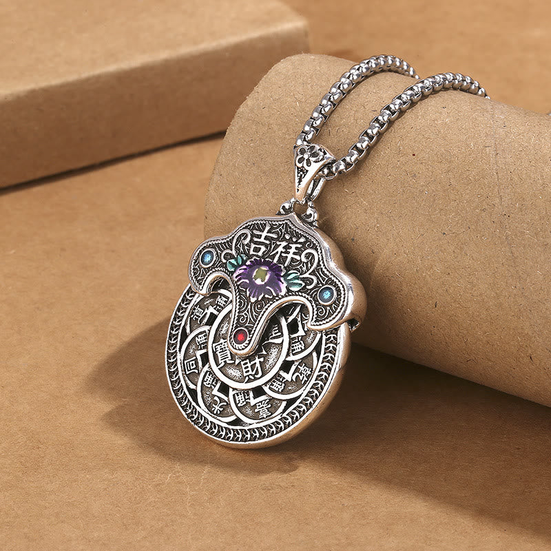 Buddha Stones , fiore di peonia, monete di rame, collana con ciondolo della ricchezza