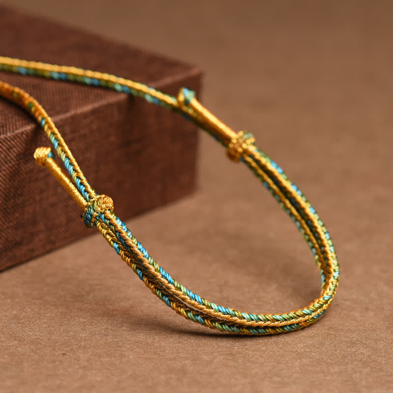 Collana con ciondolo in rame colorato con Buddha Stones e corda di ricchezza