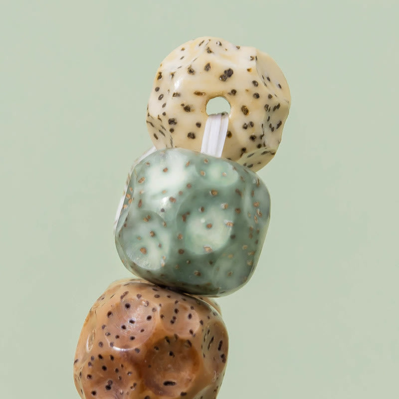 Braccialetto di ricchezza di auspici Buddha Stones Natural Colorful Bodhi Seed