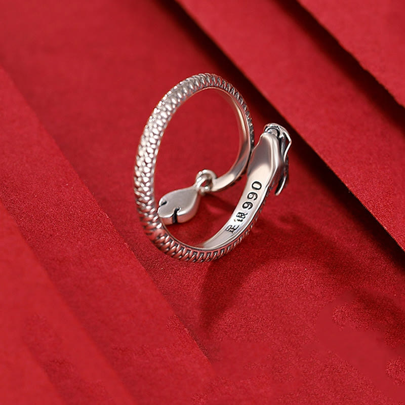 Anello regolabile in argento sterling 925 Buddha Stones, vintage, anno del drago, protezione della fortuna e della forza