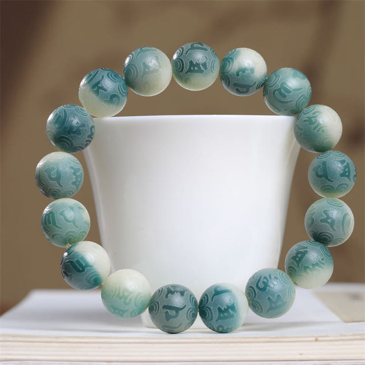Braccialetto Buddha Stones Bodhi Seed Om Mani Padme Hum inciso per tenere lontani gli spiriti maligni