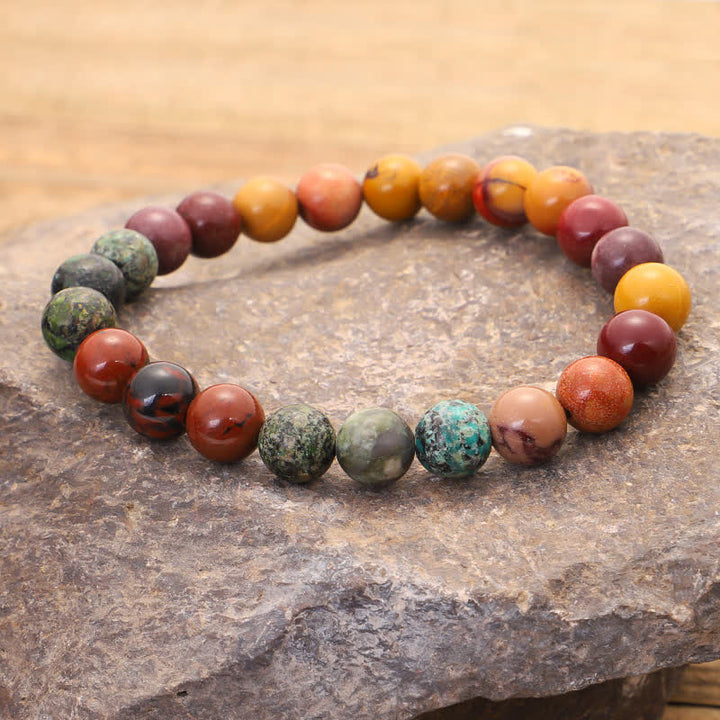 Buddha Stones 108 Mala Beads Mookaite Braccialetto di crescita emozionale Collana con nappa Pendente