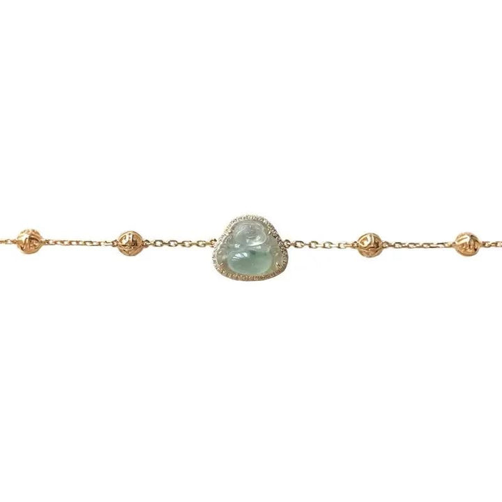 Braccialetto a catena con Buddha Stones Laughing Buddha Jade Abundance
