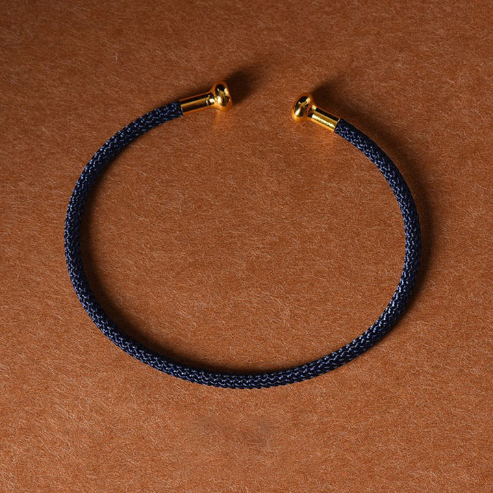 Braccialetto con polsino in corda intrecciata con design semplice fatto a mano Buddha Stones - Blu scuro - image 25