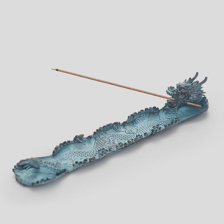 Buddha Stones, bruciatore di incenso in lega con forza del drago di buon auspicio, decorazione