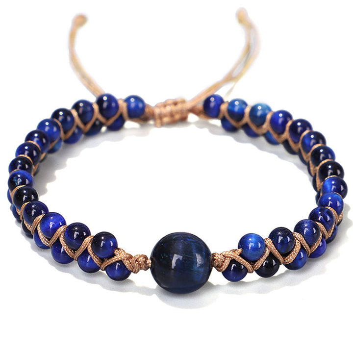 Braccialetto di protezione in pietra divina occhio di tigre blu Buddha Stones