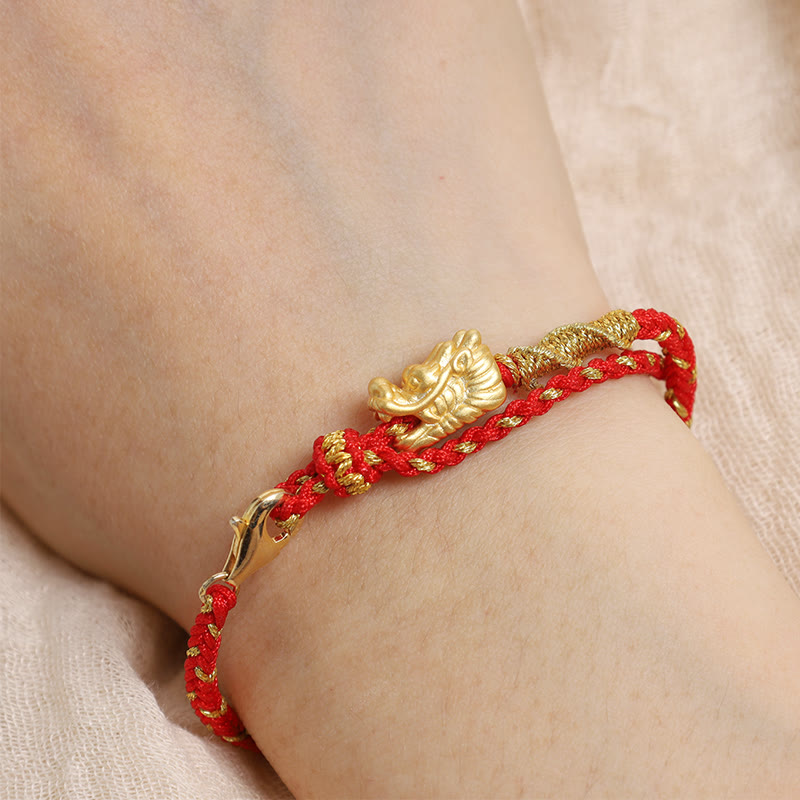 Bracciale intrecciato a mano in corda rossa con nodo a otto fili in argento sterling 999 Buddha Stones