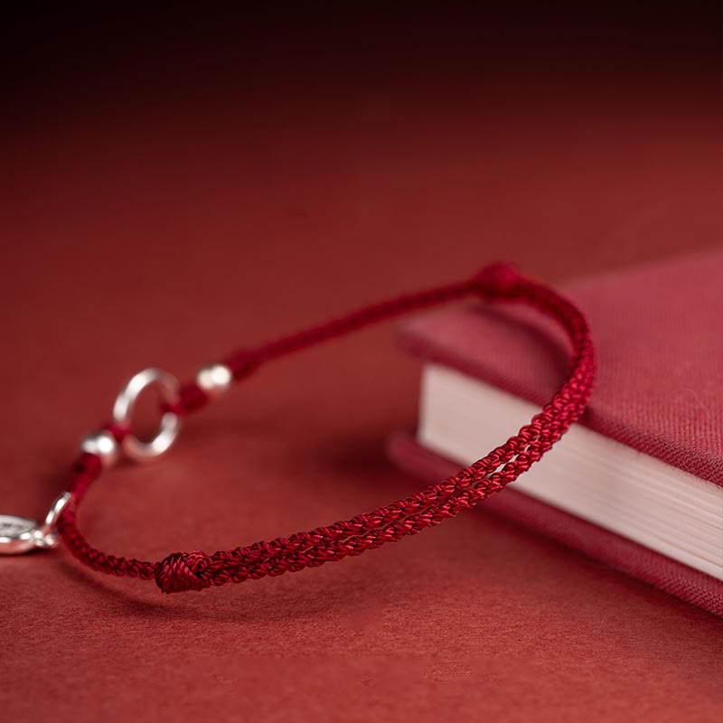 Braccialetto in corda rossa con fibbia in argento sterling 925 Buddha Stones Lucky Fortune Peace Joy Lotus Peace - image 8