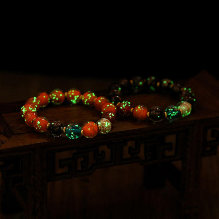 Braccialetto fluorescente con perline di vetro luminoso Liuli Buddha Stones