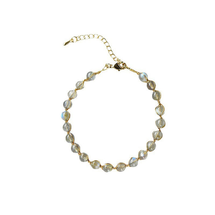 Braccialetto positivo di guarigione in pietra di luna naturale Buddha Stones 14K Gold