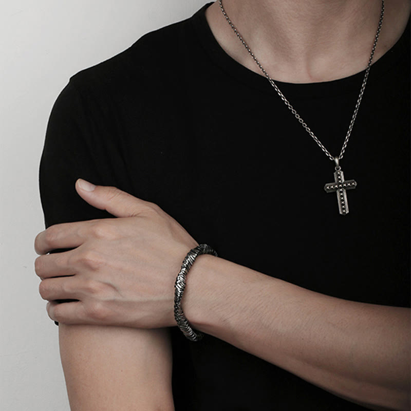 Bracciale a catena con design intrecciato vintage in argento sterling 925 Buddha Stones, per la guarigione della ricchezza