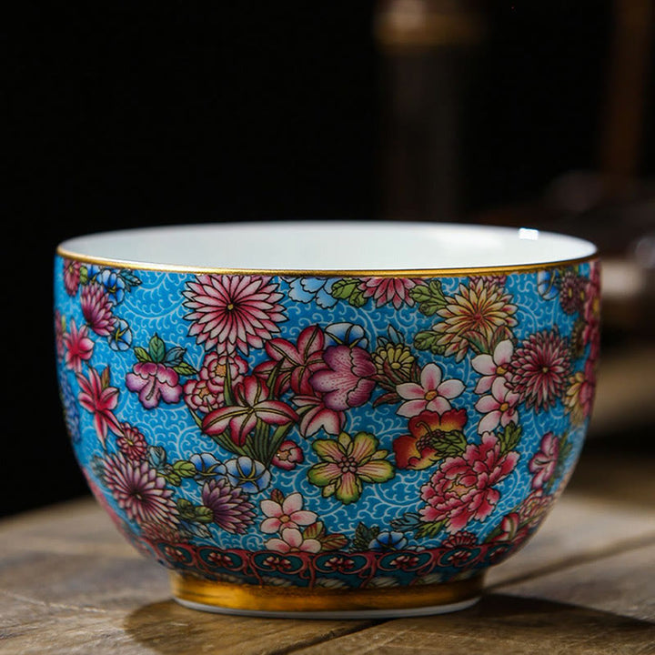 Buddha Stones Jingdezhen Porcellana Smaltata Decorazione Fiori Colorati Tazza da Tè in Ceramica Tazze da Tè Kung Fu
