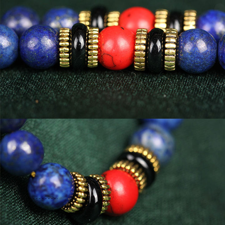 Braccialetto positivo Buddha Stones Tibetan Mala Lapislazzuli