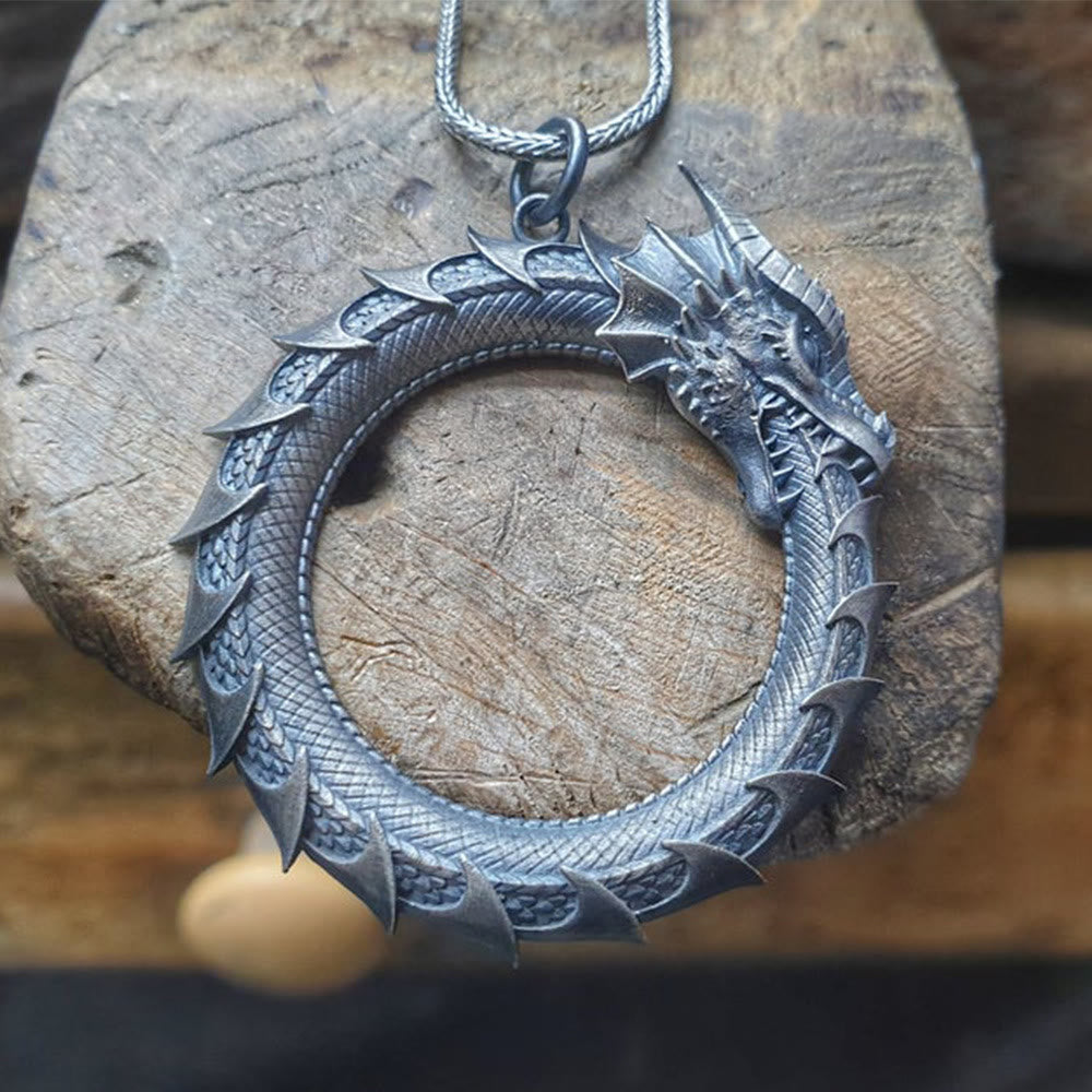 Collana con ciondolo di protezione del serpente drago in stagno puro Buddha Stones - image 4