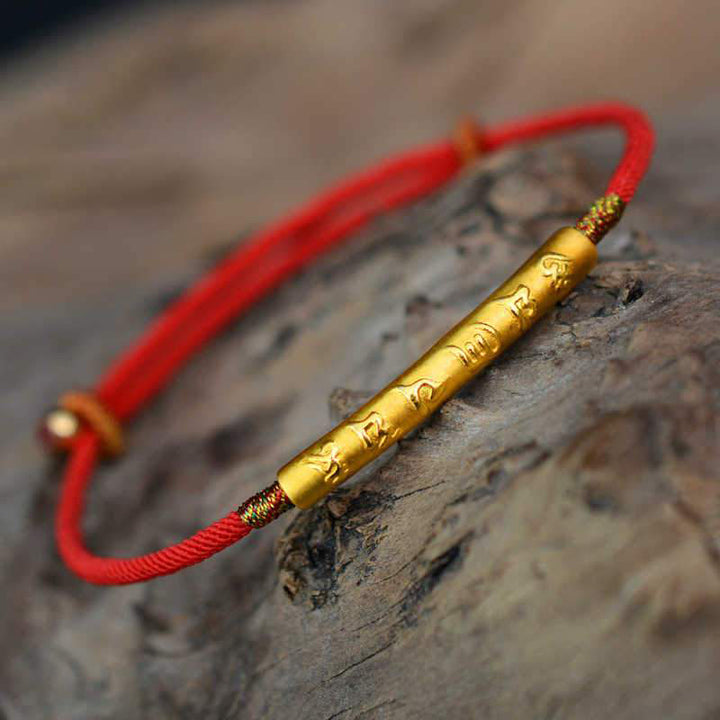 Buddha Stones Braccialetto buddista tibetano fatto a mano con corda rossa fortunata Mani Mantra