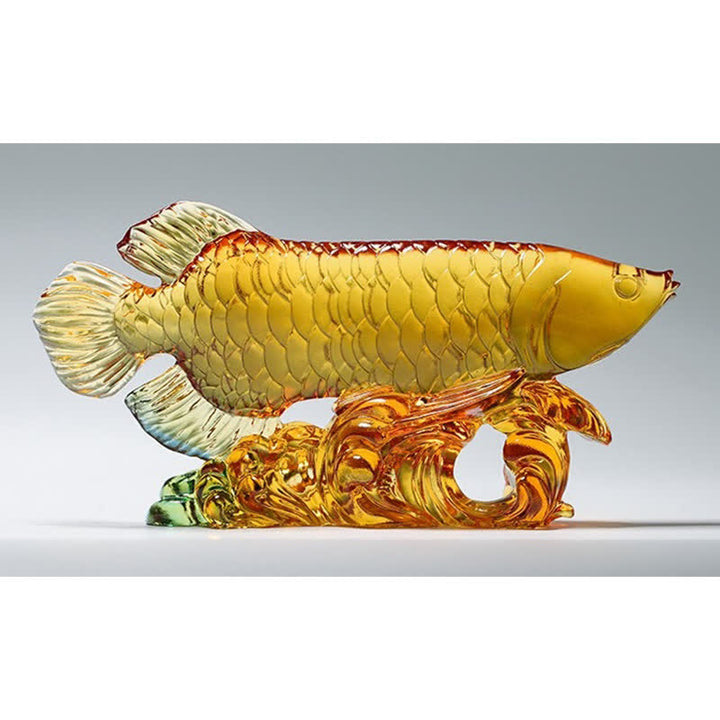 Pezzo d'arte fatto a mano in cristallo Liuli Koi Fish, decorazione per ufficio e casa