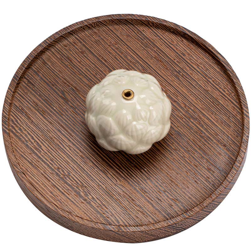 Buddha Stones Mini Fiore di Loto Meditazione Bastoncino di Ceramica Piccolo Bruciatore di Incenso Decorazione