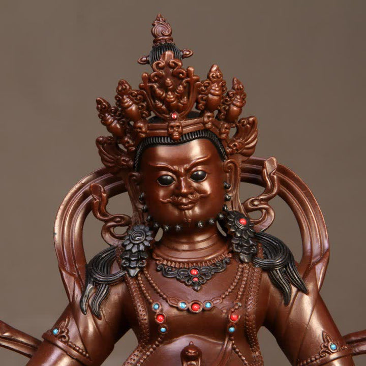 Statua in rame della compassione della statuetta del Bodhisattva Jambhala giallo, decorazione per la casa e l'ufficio