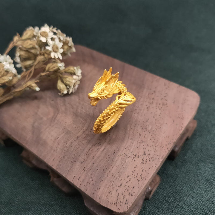 Anello di forza del successo del drago dorato Buddha Stones
