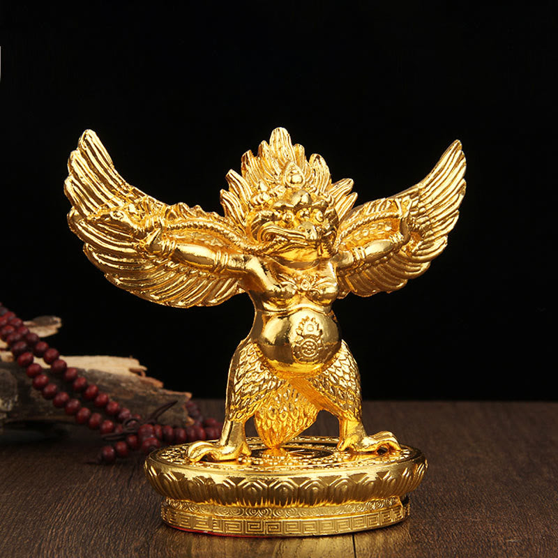 Decorazione per la casa in lega di protezione per uccelli Garuda in oro tibetano - Uccello Garuda d'oro (Saggezza♥Protezione) - image 0