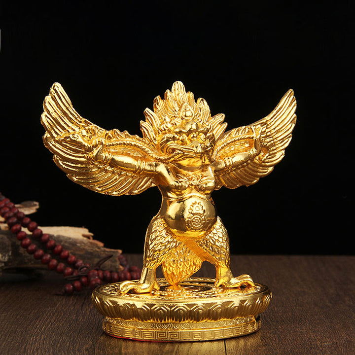 Decorazione per la casa in lega di protezione per uccelli Garuda in oro tibetano