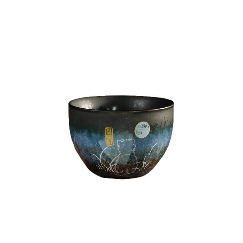 Buddha Stones Tazza da tè in ceramica Lovely Cat Tazze da tè nere 140ml
