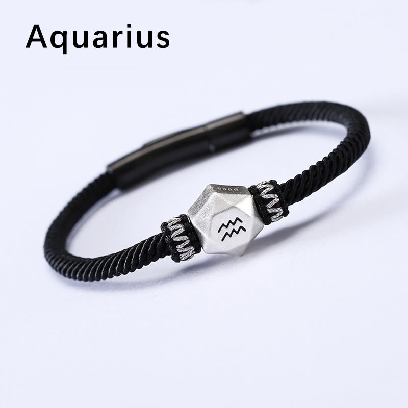 Braccialetto di corda fatto a mano con protezione delle 12 costellazioni dello zodiaco in argento sterling 999 Buddha Stones
